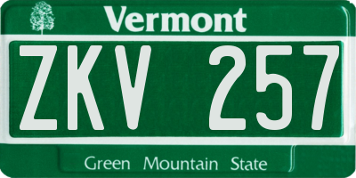 VT license plate ZKV257