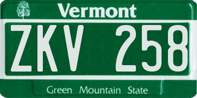 VT license plate ZKV258