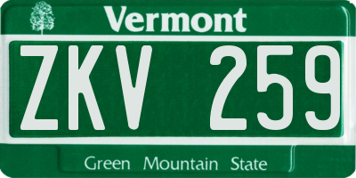 VT license plate ZKV259