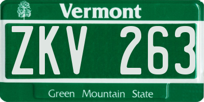VT license plate ZKV263