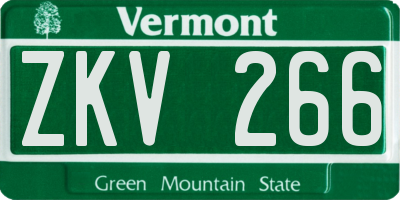 VT license plate ZKV266