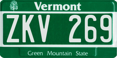 VT license plate ZKV269