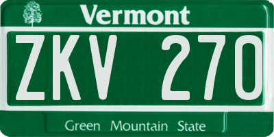 VT license plate ZKV270