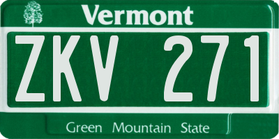 VT license plate ZKV271