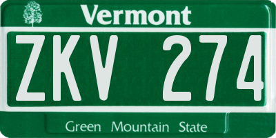 VT license plate ZKV274