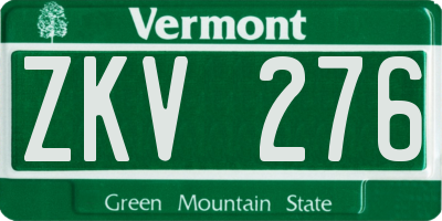 VT license plate ZKV276
