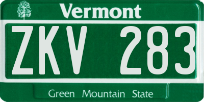 VT license plate ZKV283