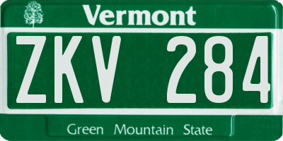 VT license plate ZKV284