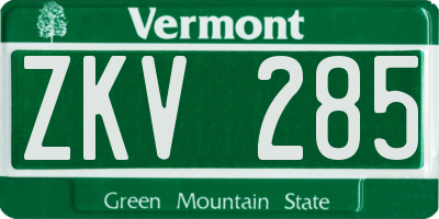 VT license plate ZKV285