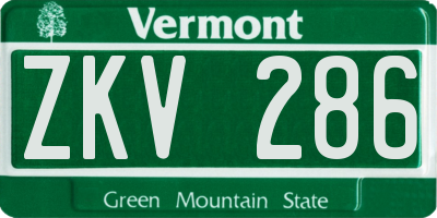 VT license plate ZKV286