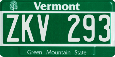 VT license plate ZKV293