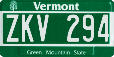 VT license plate ZKV294
