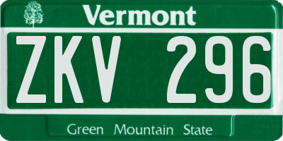 VT license plate ZKV296