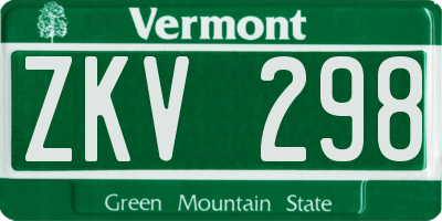 VT license plate ZKV298