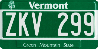 VT license plate ZKV299