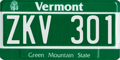 VT license plate ZKV301