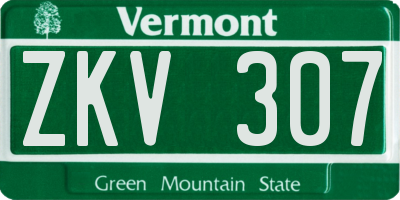 VT license plate ZKV307