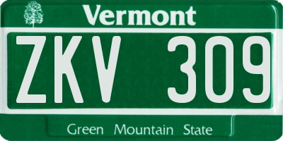 VT license plate ZKV309