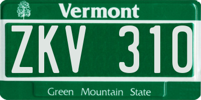 VT license plate ZKV310