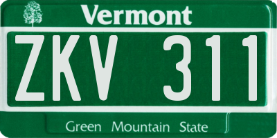 VT license plate ZKV311