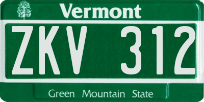 VT license plate ZKV312