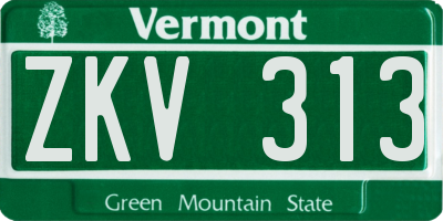 VT license plate ZKV313