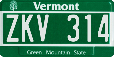 VT license plate ZKV314