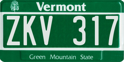 VT license plate ZKV317