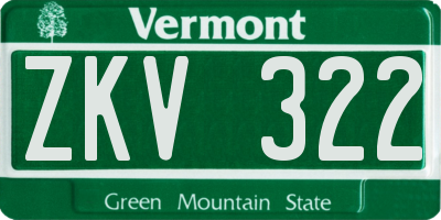 VT license plate ZKV322