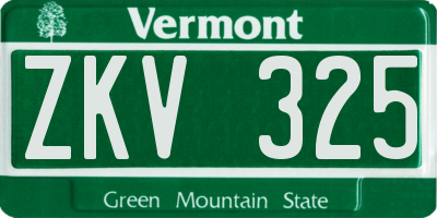 VT license plate ZKV325