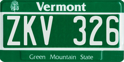 VT license plate ZKV326