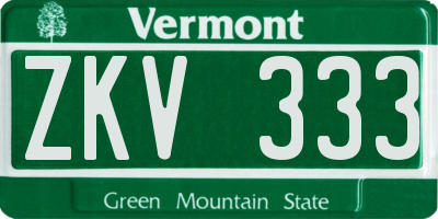 VT license plate ZKV333