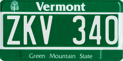 VT license plate ZKV340