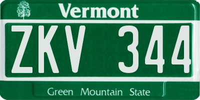 VT license plate ZKV344