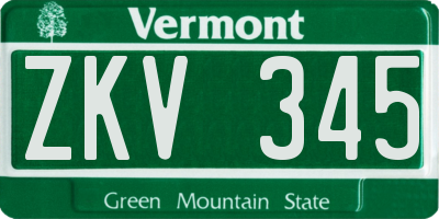 VT license plate ZKV345