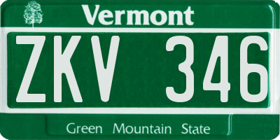 VT license plate ZKV346