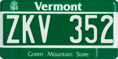 VT license plate ZKV352