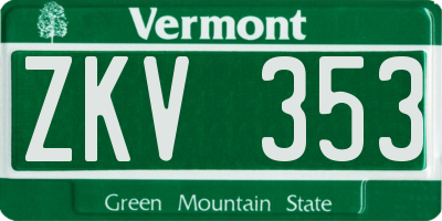 VT license plate ZKV353