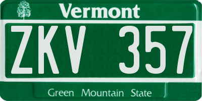VT license plate ZKV357