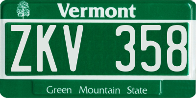 VT license plate ZKV358