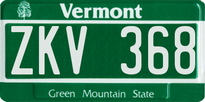 VT license plate ZKV368