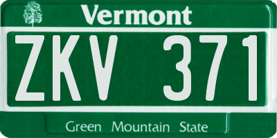 VT license plate ZKV371