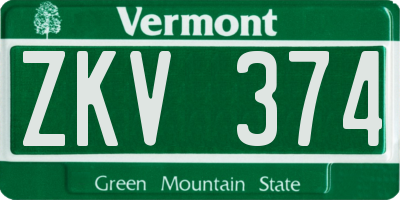 VT license plate ZKV374