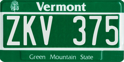 VT license plate ZKV375