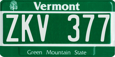 VT license plate ZKV377