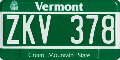 VT license plate ZKV378