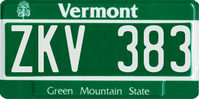 VT license plate ZKV383