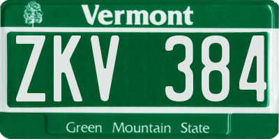VT license plate ZKV384