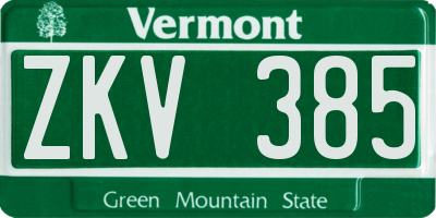VT license plate ZKV385