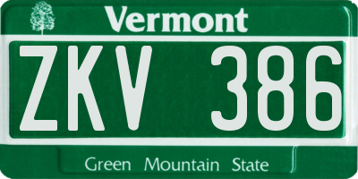 VT license plate ZKV386